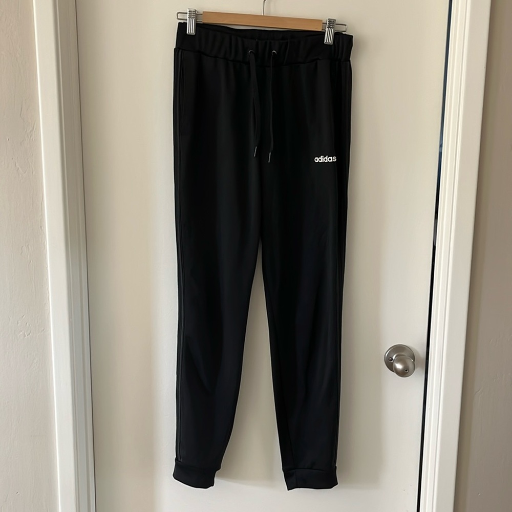 Adidas 3 stripe black track pants size small